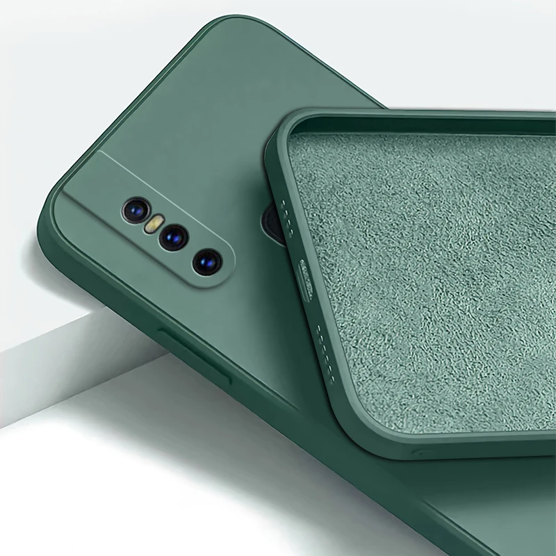 Luxury Square Liquid Silicone Shockproof Protective Phone Case with Camera Guard