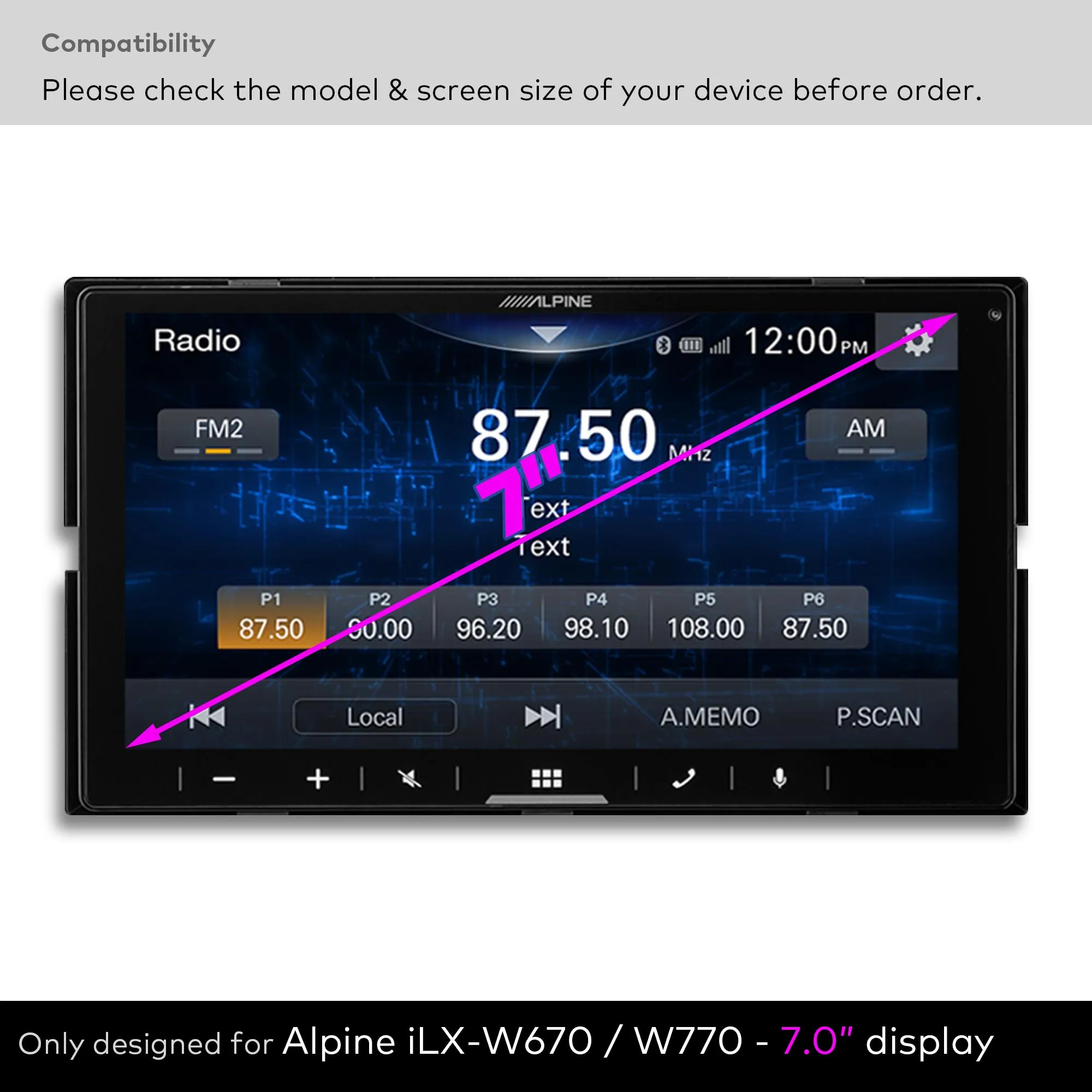 Alpine iLX-W670 및 iLX-W770 디지털 멀티미디어 수신기 7인치 터치스크린과 호환되는 9H 강화 유리 화면 보호기