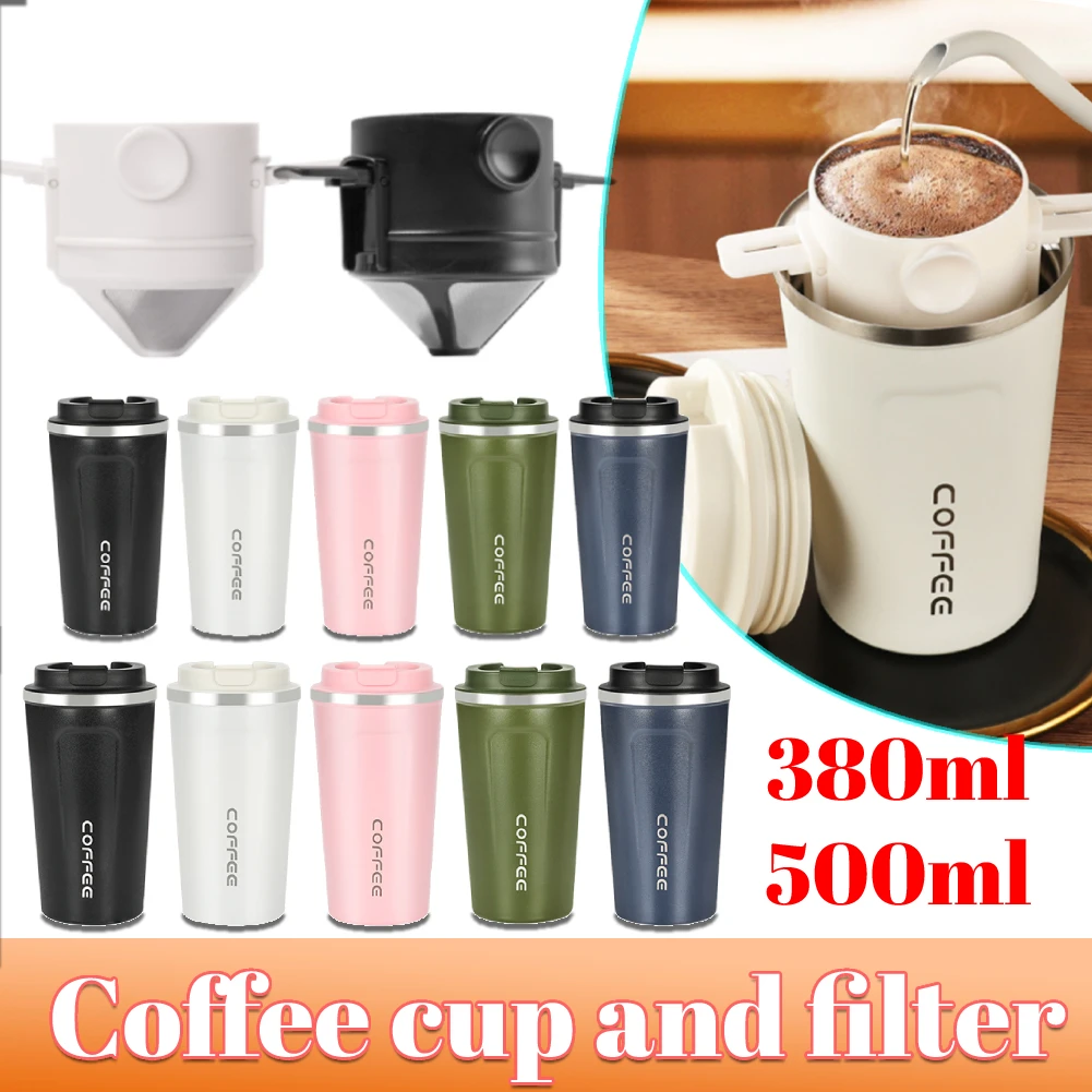 510ml Coffee Cup with Filter Portable Coffee Travel Mug Stainless Steel  Coffee Dripper Cup Set Thermal Mug for Hot Cold Coffee - AliExpress