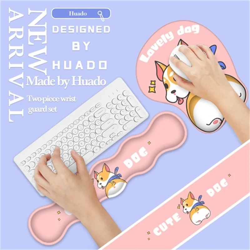 Teclado de Espuma de Memória Descanso de Pulso Mouse Pad Mousepads Ergonômicos Suporte Conjunto Almofada Padrão de Cães Bonitos Leve Venda Quente 2023 - Imagem 3