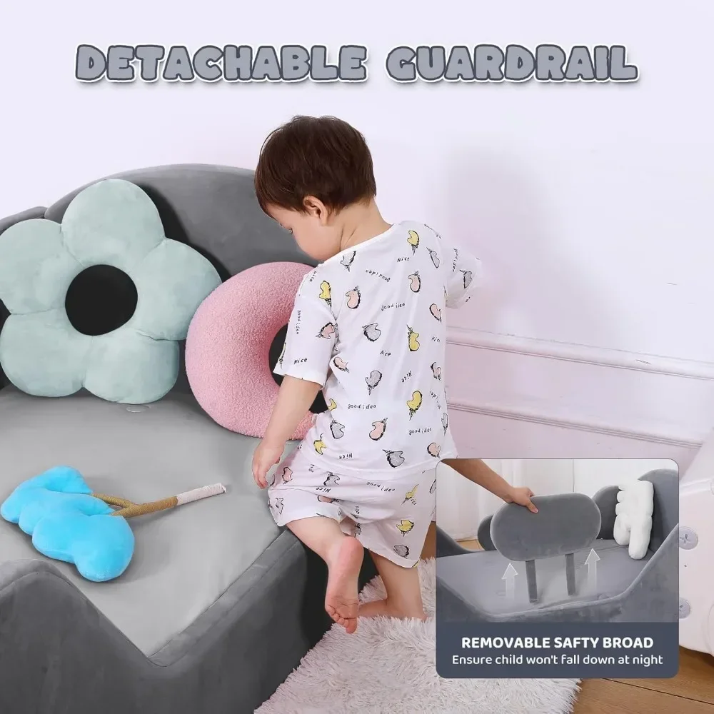 Standard Crib Size Toddler Bed round with Rail And round Headboard for Children Aged 18 Months to 6 Years 5