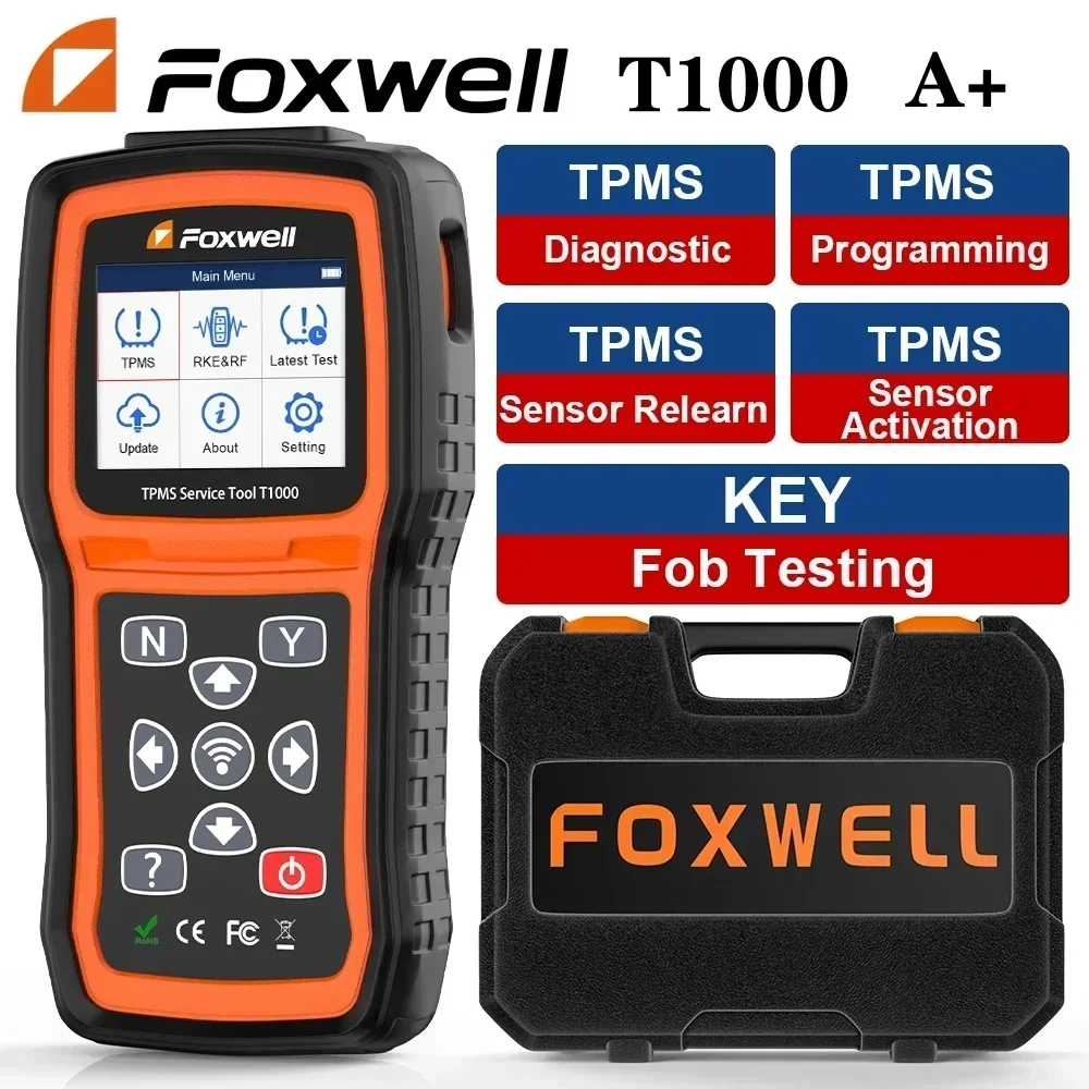 Tire Pressure Monitor Foxwell T1000 TPMS Tool Sensors Programming Activate Check RF Key FOB Tmps Tire Pressure Monitoring System Auto Tester PK NT650 tire pressure monitor,car diagnostic tool