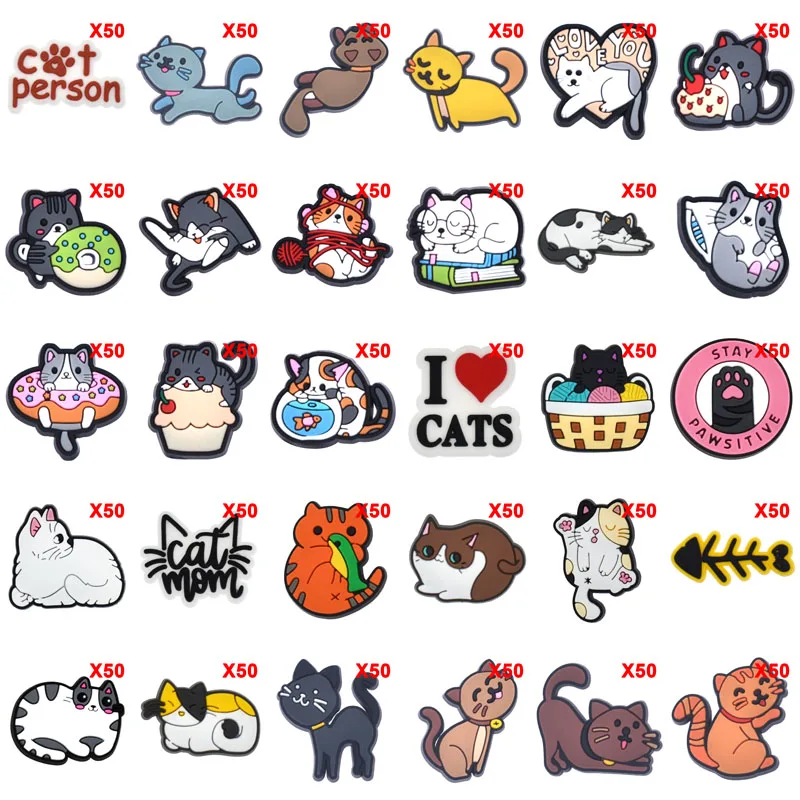 

Bulk Pins for Crocs Charms Shoes Accessories Lovely Cat Decoration Jeans Women Clogs Buckle Kids Favors Men Badge Boy Girl Gift