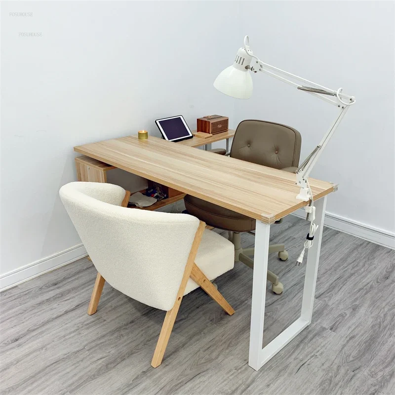 Description Picture 3 of itemNordic Solid Wood Living Room Chairs Light Luxury Balcony Bedroom Lamb Velvet Leisure Chair Home Furniture Cafe Back Armchairs