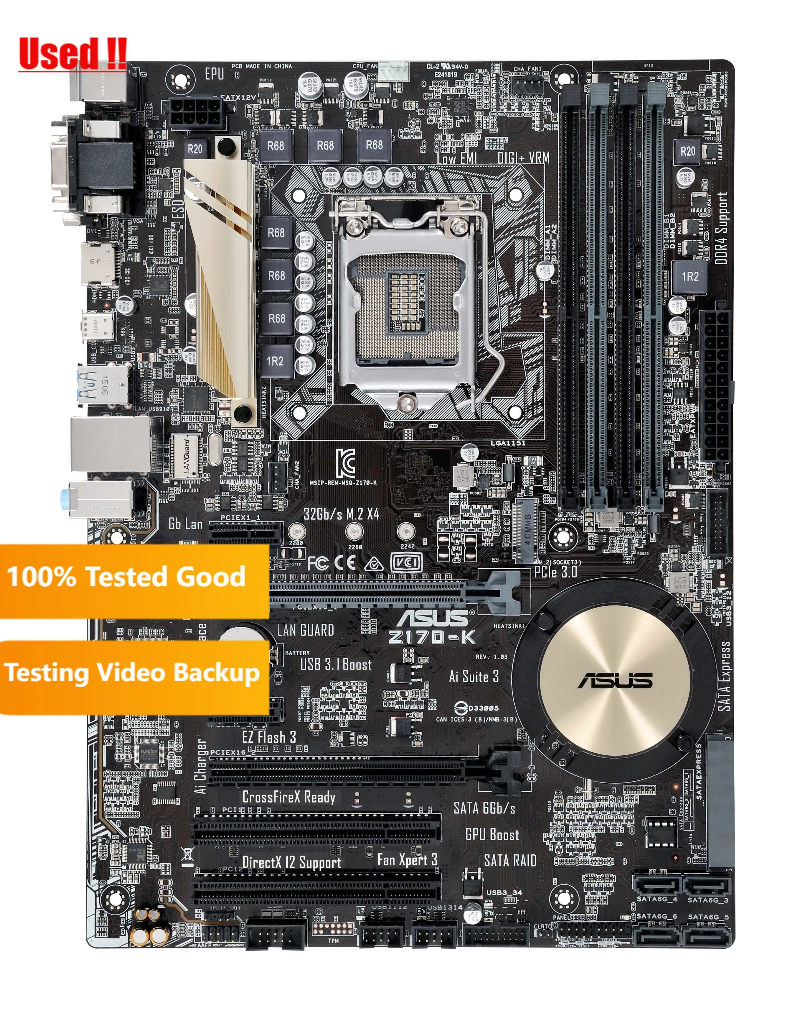 

Asus Z170-K Desktop Motherboard Z170 Socket LGA 1151 i7 i5 i3 DDR4 32G SATA3 USB3.0 ATX motherboard