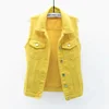 Fashionable Denim Vest Women's Cropped Slimming Fringe No Sleeve Jacket For Spring Summer Versatile Middle Age Clothing - Yellow vest