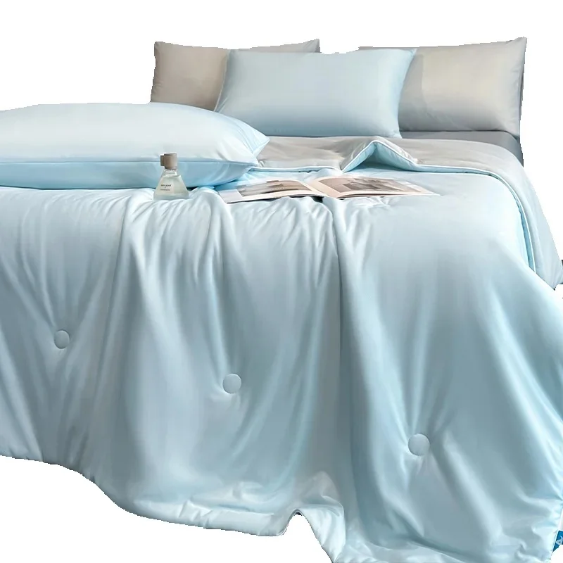Cooling Blue Grey AB Side Bedding Comforter 100% Polyester Fashion Patchwork Quilts Home Textile Bed Duvet 1pc