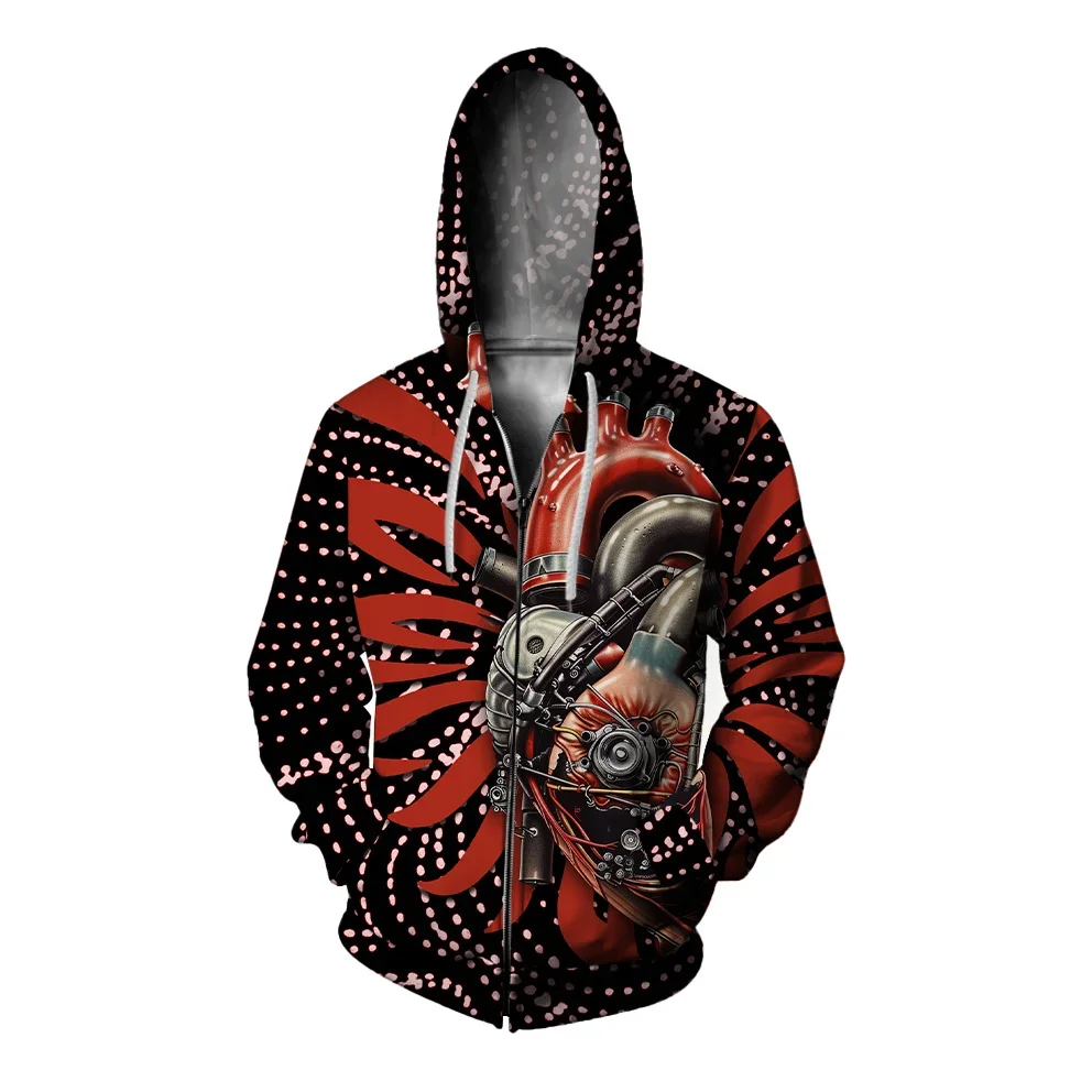 thumbnail image 1 of Sudadera de otoño para hombre, con estampado de skateboarding y lobo codicioso, aullando y luna, sudadera con cremallera, sudadera informal para hombre, 1 of 5