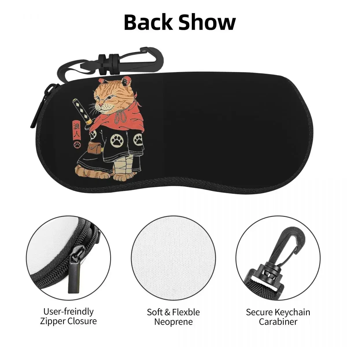 Catana Cats Retro Samurai Yakuza Holder Shell Glasses Case Protective Sunglasses Box Women Men Soft Eyeglasses Bag Pouch