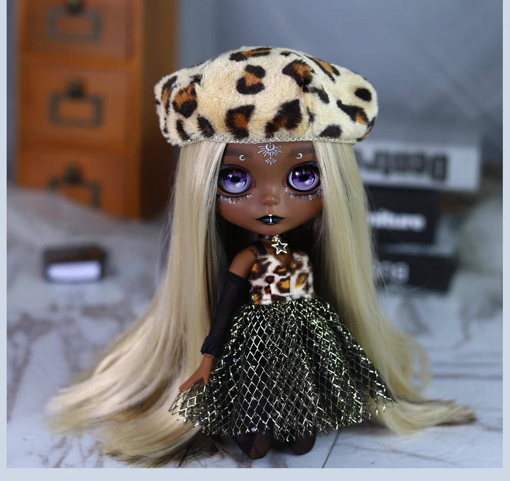 Eloise – Premium Custom Neo Blythe Doll with Multi-Color Hair, Black Skin & Matte Cute Face 8