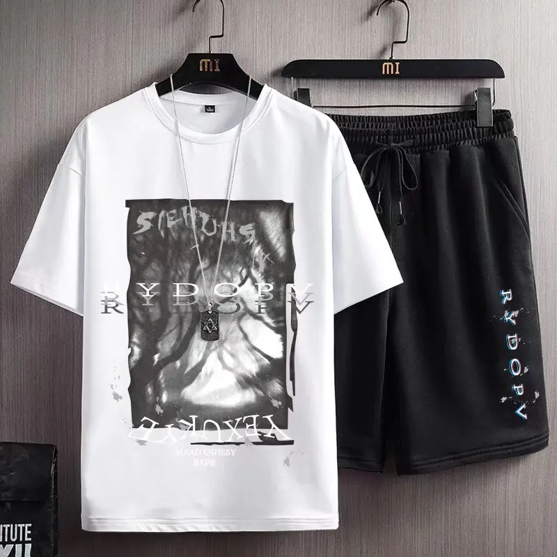 

Cropped Sweatshirt Two Piece Set Summer 3D Alphabet Graphic Print Top Shorts Youth Basketball T-Shirt Shorts Set