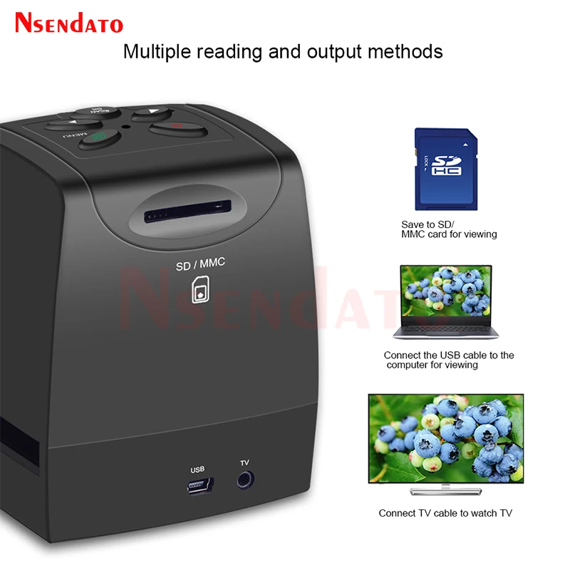 5MP 35mm USB Negative Film Slide Viewer Scanner 2.3"LCD Digital Color Photo Screen Film Converter for SD Scanner Scanners