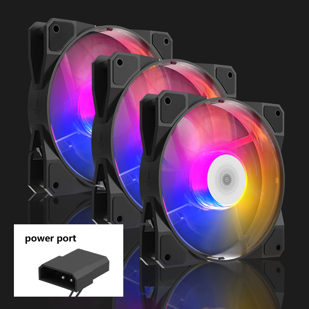 Aigo Pado P16 RGB 사일런트 선풍기 컴퓨터 케이스, 수냉식 대형 4 핀 CPU 쿨러, 12cm PC 케이스, 선풍기 컬러 조명 환풍기, 120mm