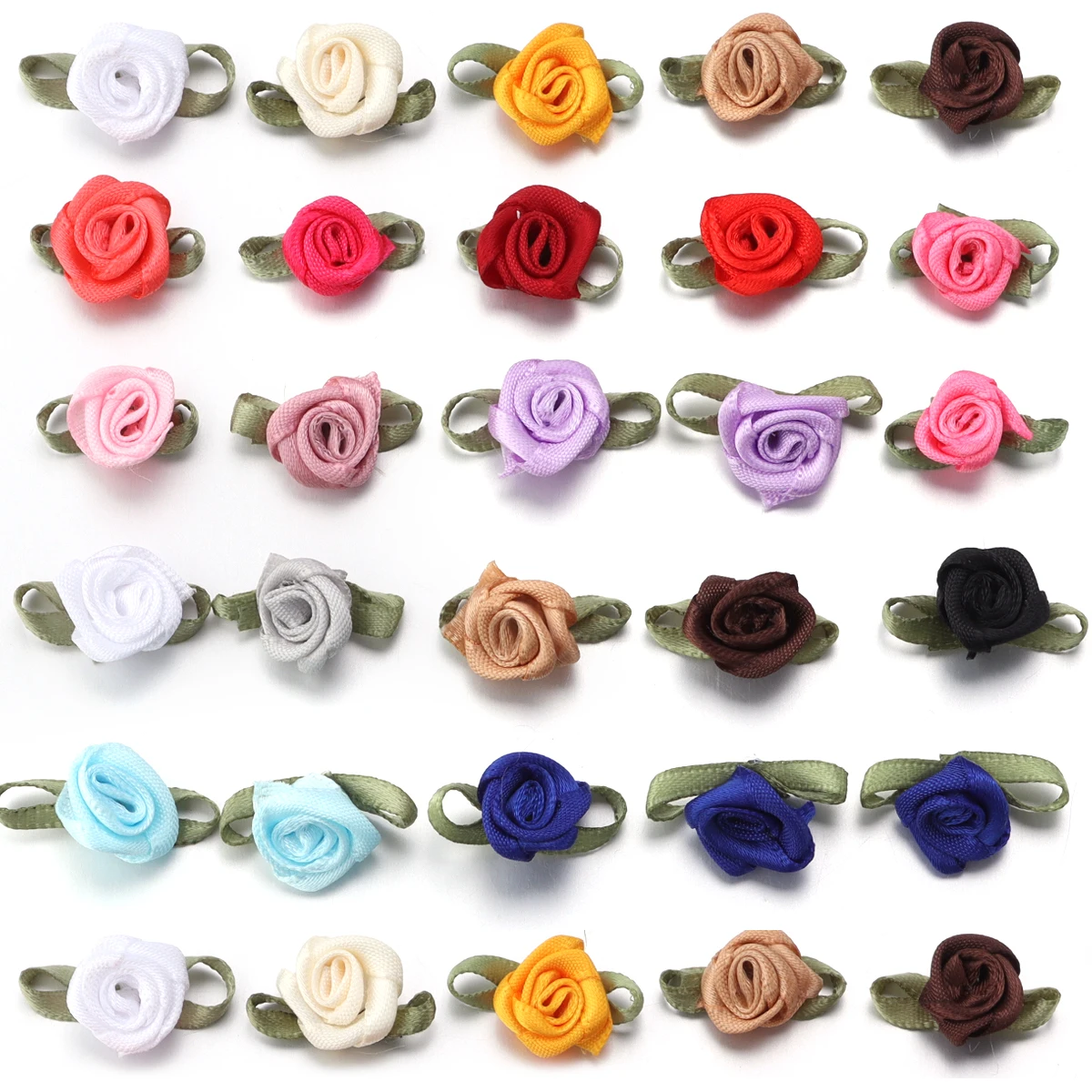 Set of 50 Mini Rose Artificial Flower Heads - Polyester Roses for DIY Wedding Decor and Craft Accessories