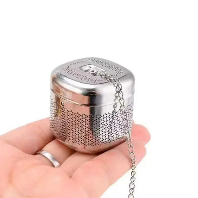Tea Infuser Tea Filter Square Shape Fine Mesh Retractable Chain Design for Loose Strainers