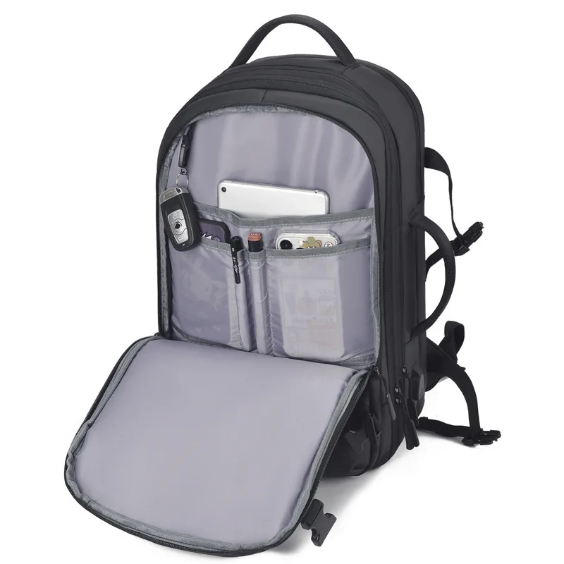 Men's Travel Backpack Expandable Carry on Backpack, Grey / 17 Laptop