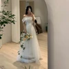 SONDR Strapless Organza Customized Short Sleeves Elegant Wedding Dresses A-Line Ivory Korea Brides Gowns Women Bridal Dresses 1