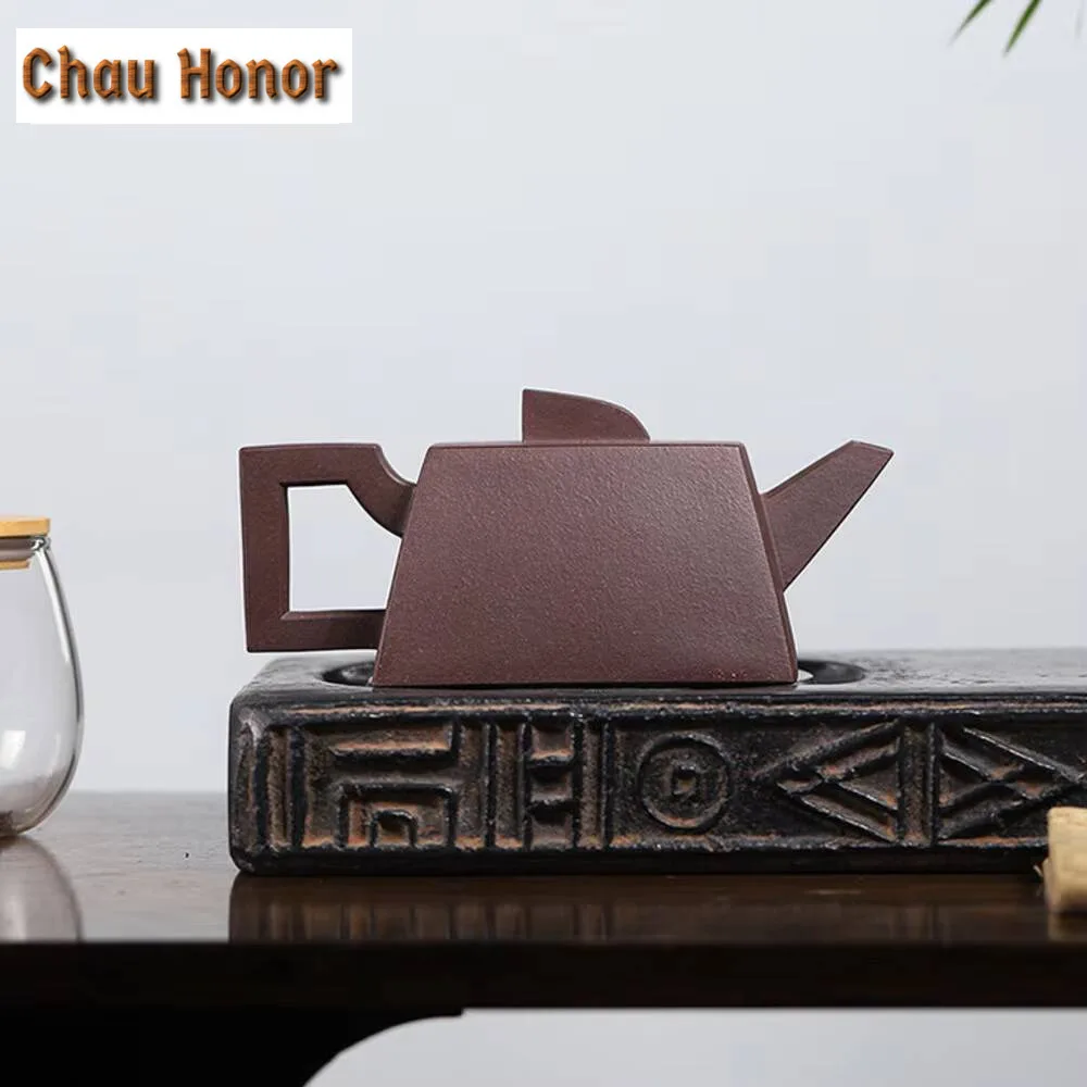 270ml Chinese Yixing Purple Clay Teapot Master Handmade Square Tea Pot Raw Ore Purple Mud Kettle Authentic Zisha Tea Set Teaware