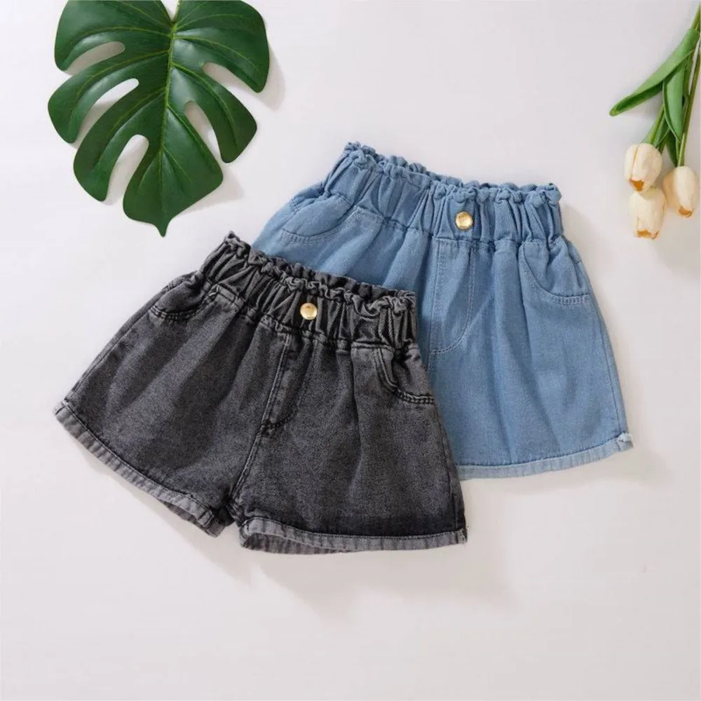 Girls denim shorts children's summer wear panties kids western style cuhk summer trousers joker hot pants thin children outside kids shorts