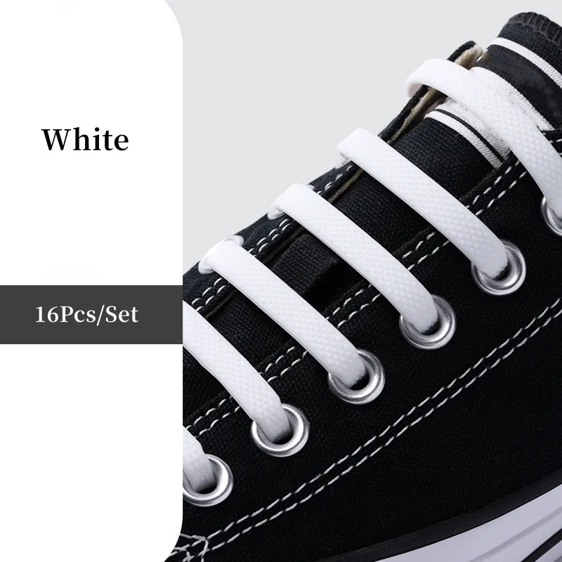 16pcs/set Silicone Elastic Laces No Tie Up Shoe Laces Lazy Shoe T Shaped No Tie Ups silicone shoelaces,elastic shoelaces