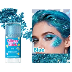 Radiant Glitter Shimmer Gel for Hair, Face, & Body - Perfect for Celebrations & Parties (Shiny Blue)