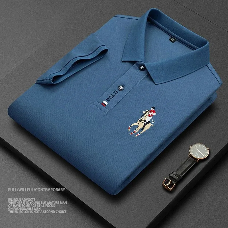 

2024 High quality men's cotton embroidered POLO shirt, summer new high-end business casual lapel short sleeved T-shirt top