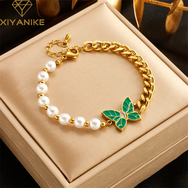 XIYANIKE 316L Stainless Steel Bracelet Butterfly Pendant Fresh Water Pearl  Accessories for Women Exquisite Jewelry Gift Pulsera - AliExpress