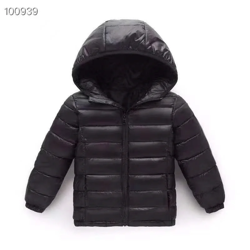 Autumn Winter Kids Down Jackets Boys Girls Thin Warm Outerwear Children Clothes Hooded Zipper Coats 4-12 Years