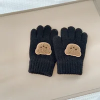 Mitaines ours de dessin animé pour bébé de 0 à 7 ans, gants chauds d'hiver pour enfants filles, gants de poupée solides tricotés pour enfants en bas âge, mitaine de dentition épaisse 6
