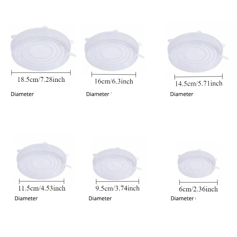 6Pcs/Set Transparent Silicone Bowl Covers Stretchable Universal Fresh-Keeping Lids Refrigerator Oven bowl cover