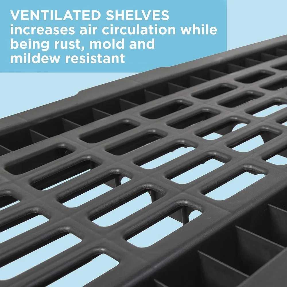 5-Tier Heavy Duty Ventilated Storage Shelf, 150 lbs per Shelf, Plastic Shelving Unit 5
