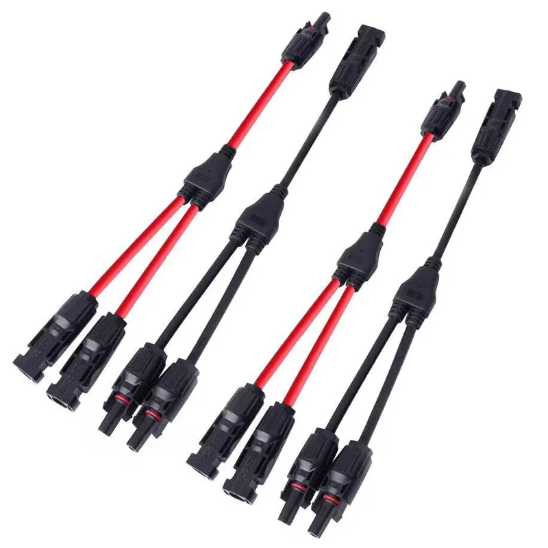 파워 솔라 커넥터 30A Y-브랜치 케이블, 태양광 패널용 솔라 케이블 병렬 어댑터(1*M/FF+1*F/MM) 블랙 레드 파워