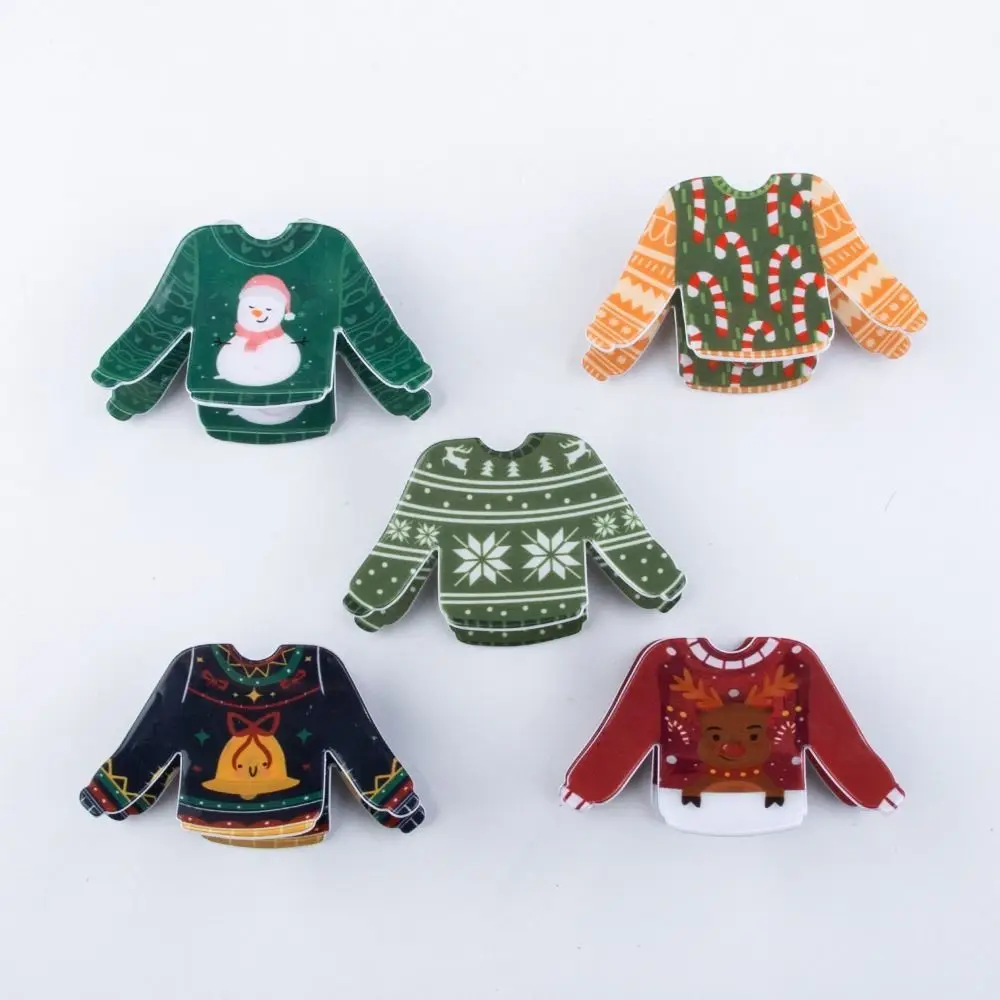 

Print Christmas Hair Clip Cute Snowflake Snowman Christmas Sweater Shark Clip Cartoon Festival Headdress Elk Hair Claw Daily