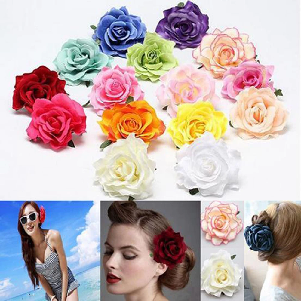 Elegant Retro Red Rose Hair Clip - Floral Hairpin Barrette