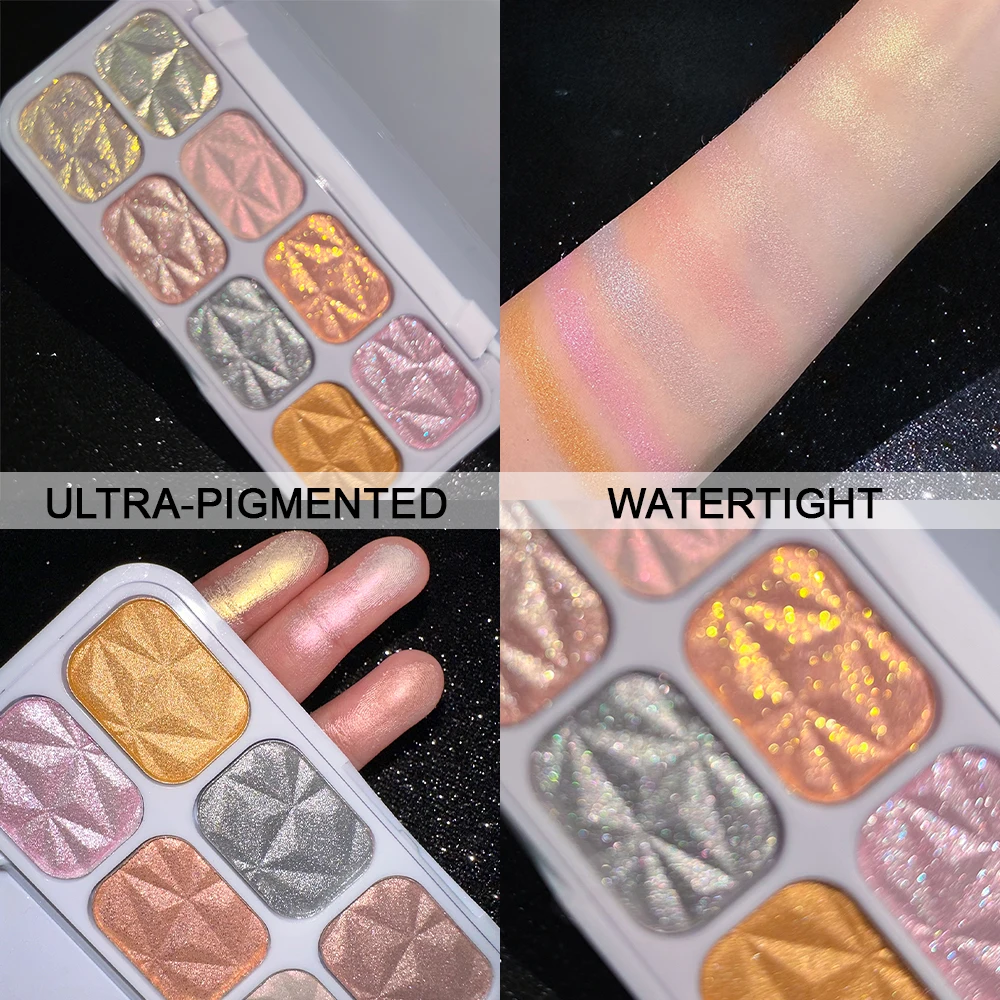 8Colors Highlight Eyeshadow Makeup Palette Shimmer Glitter Multicolor Eye Face And Body Brighten Contour Waterproof Long Lasting 3