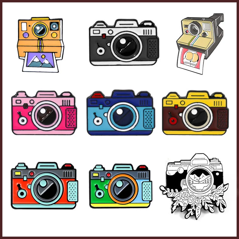 

Vintage Photography Color Camera Metal Enamel Brooch Fashion Creative Badge Pin Best Friends Gifts for Men and Women Couples