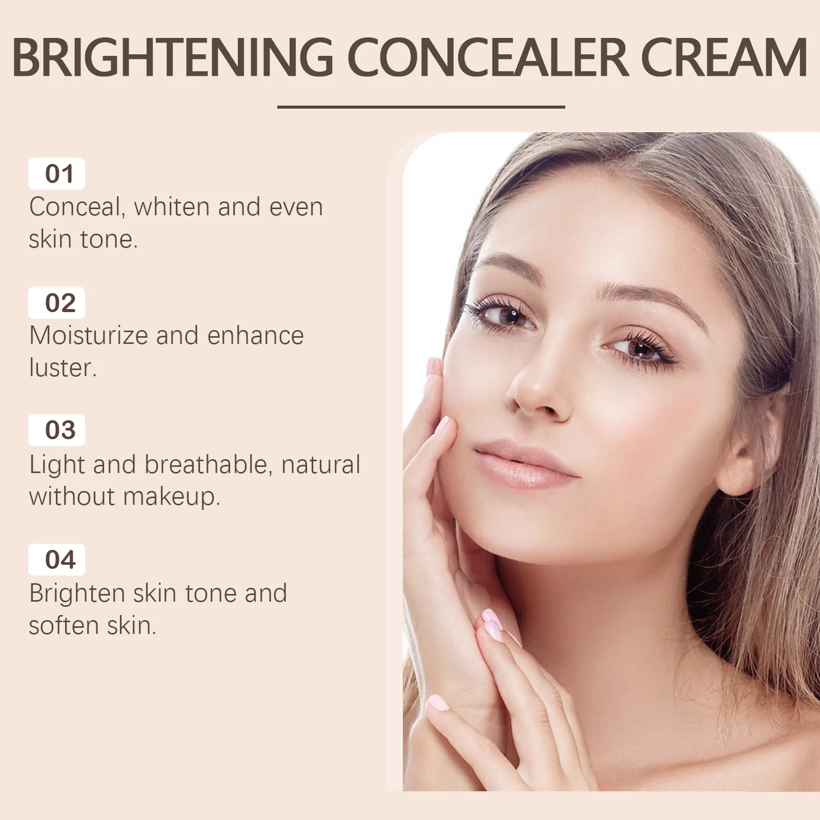 Moisturize Concealer Cream Full Coverage Waterproof Face Eye Contour Dark Circle Lightweight Smooth Oil Control Makeup Cosmetics 3