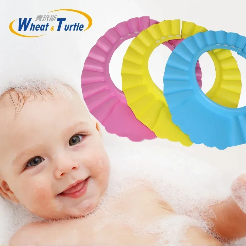 Adjustable Baby Bath Cap with Visor Hat - Waterproof Shower Protection Shampoo Splashguard Hair Wash Shield for Infants