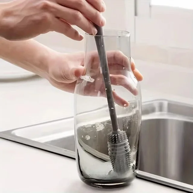 Brosse de nettoyage en Silicone à Long manche, tasse isolante, lavage sans mort, outils de nettoyage multifonctionnels ménagers 2