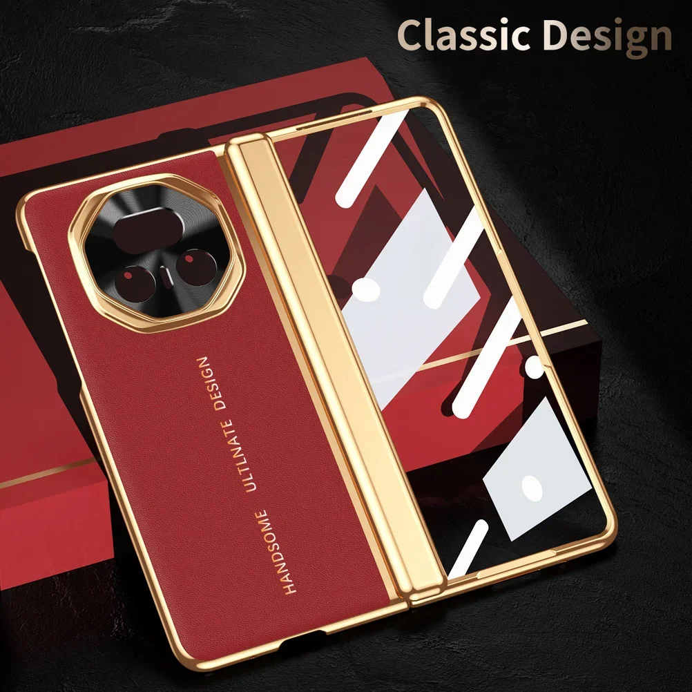 Luxury Electroplated Frosted Leather Folding Case with Tempered Film and All-Inclusive Hard Cover