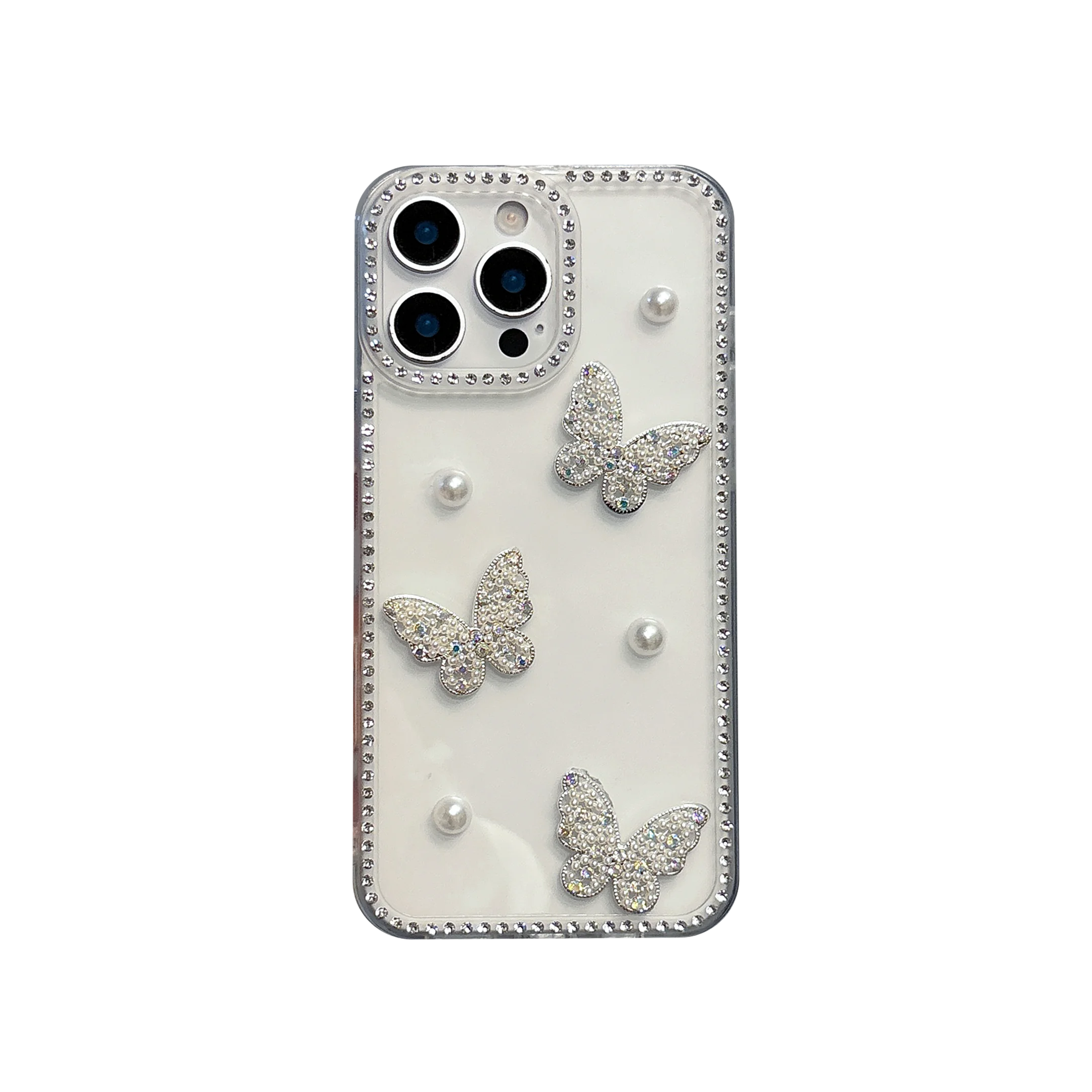 Pearl Butterfly Diamond Clear Soft Phone Case