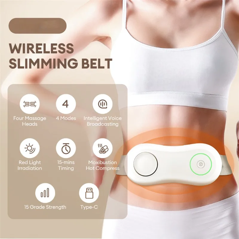 

Waist Slimming Massager EMS Light Therapy Wireless Moxibustion Hot Compress Belly Fat Burner Pulse Abdomen Massage Belt