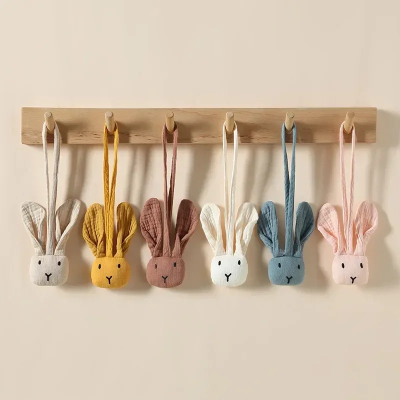 

Cotton Rabbit Head Baby Pacifier Clip Chain Pendant Newborn Nipple Holder Clips Baby Stroller Teething Toy Dummy Soother Pendant