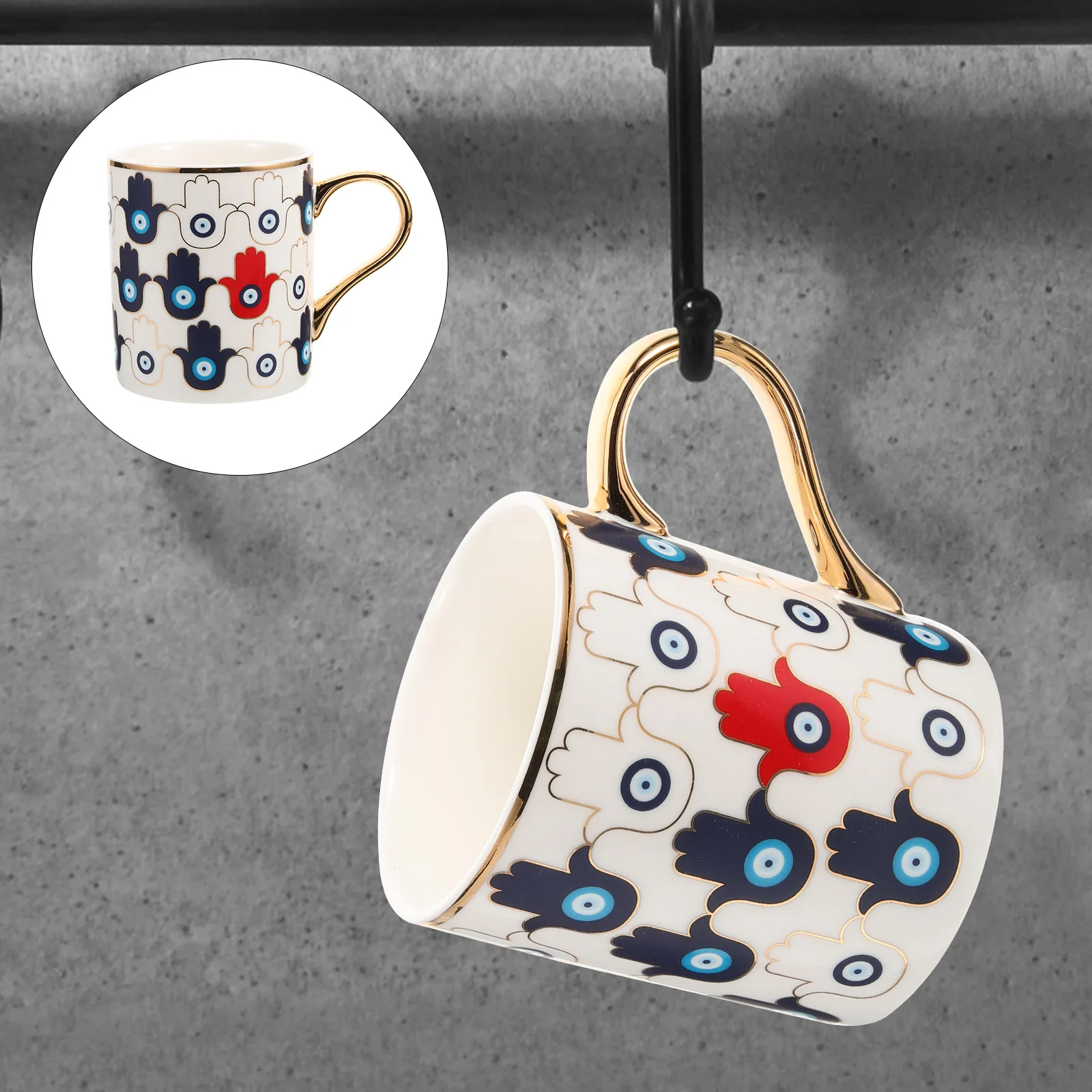 

Ceramic Cup Evil Eye Hand-painted Espresso Coffee Cup Water Cup Beverage Cup