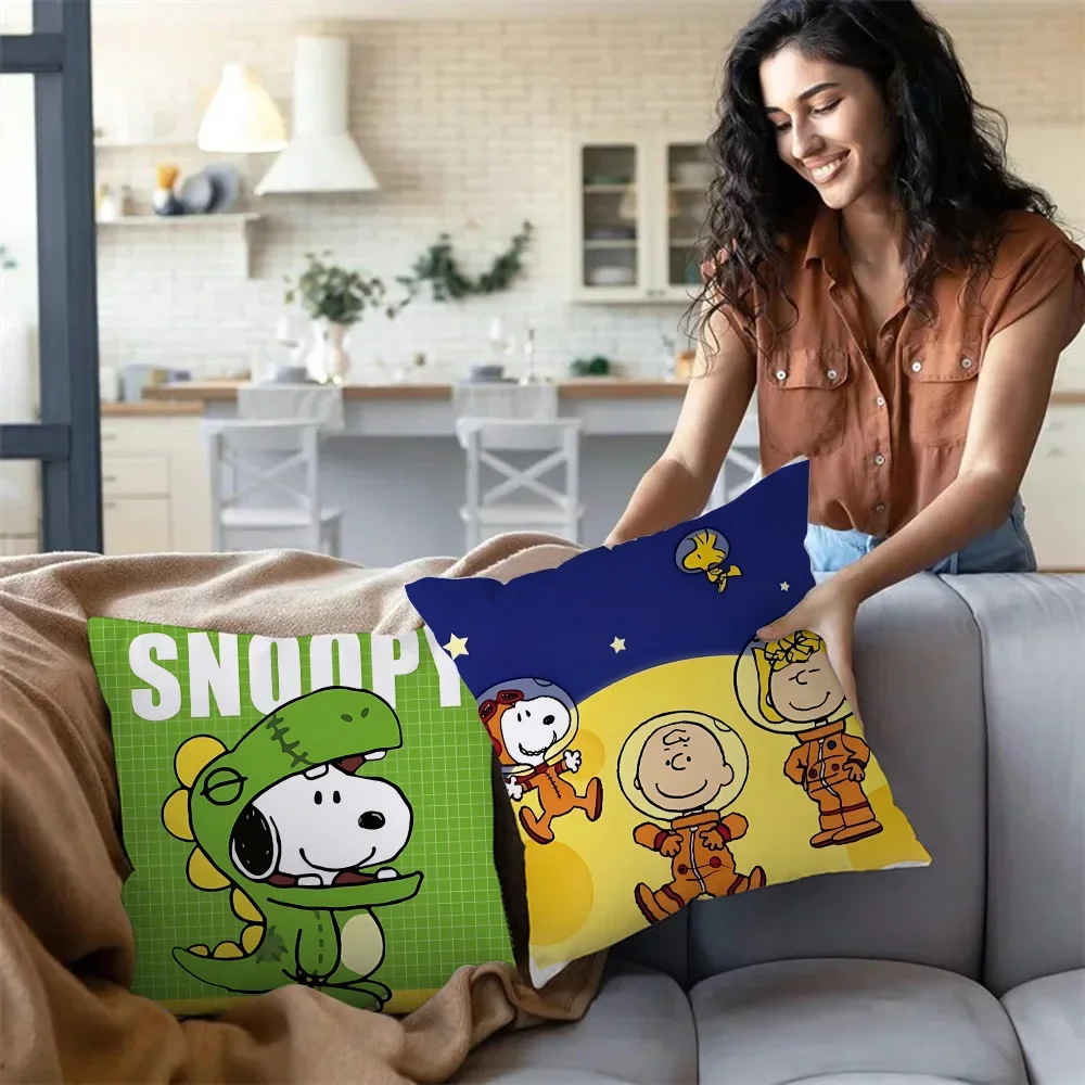 Funny Cartoon Snoopys Pillow Covers Cartoon Sofa Decorative Home Double-sided Printing Short Plush Cute Cushion Cover