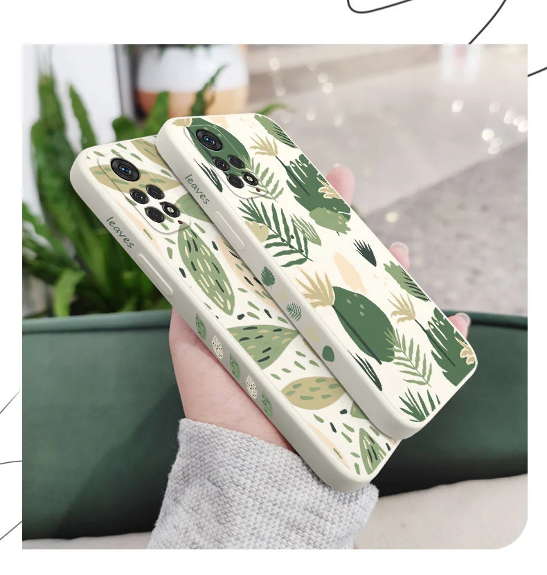 Verdant Green Leaf Phone Case For Xiaomi Redmi Note 11 11S 11T 10 10A 10T 10S 9T 9 8 7 Pro Plus 10C 9A 9C 9T 4G 5G Cover