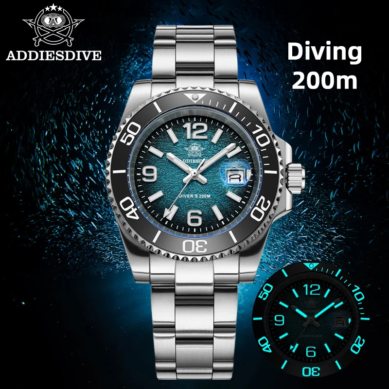 ADDIESDIVE 41mm Men's Diving Watch AD2513 200m Waterproof 316L