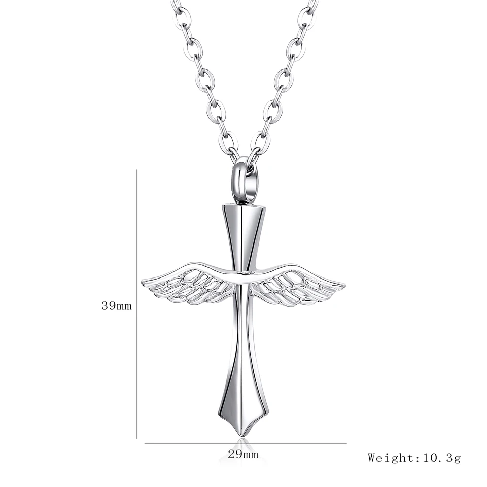 Collana di cremazione con ala d'angelo per ceneri ciondolo con urna in