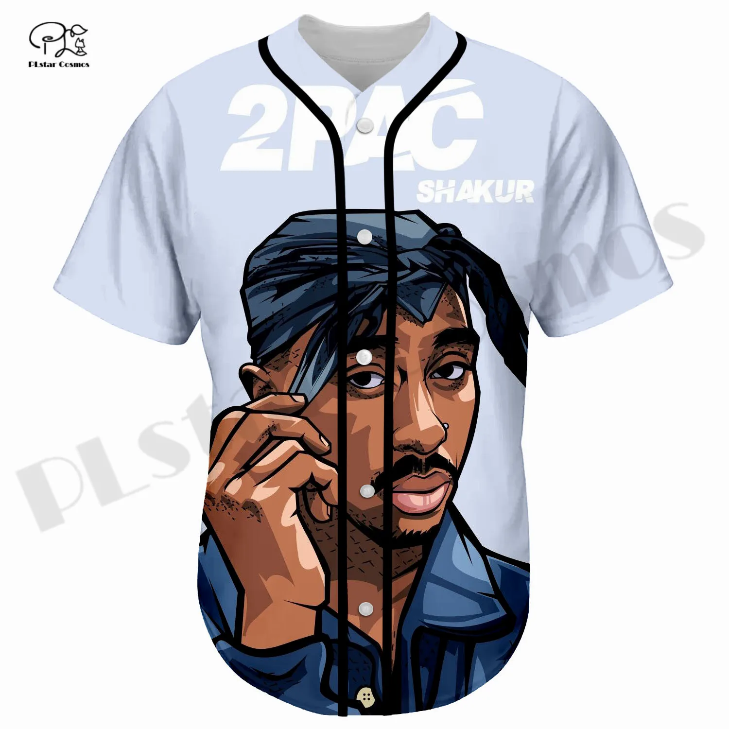 LA Dodgers Logo 2Pac Shakur Hip Hop Dope Blue Baseball Jersey