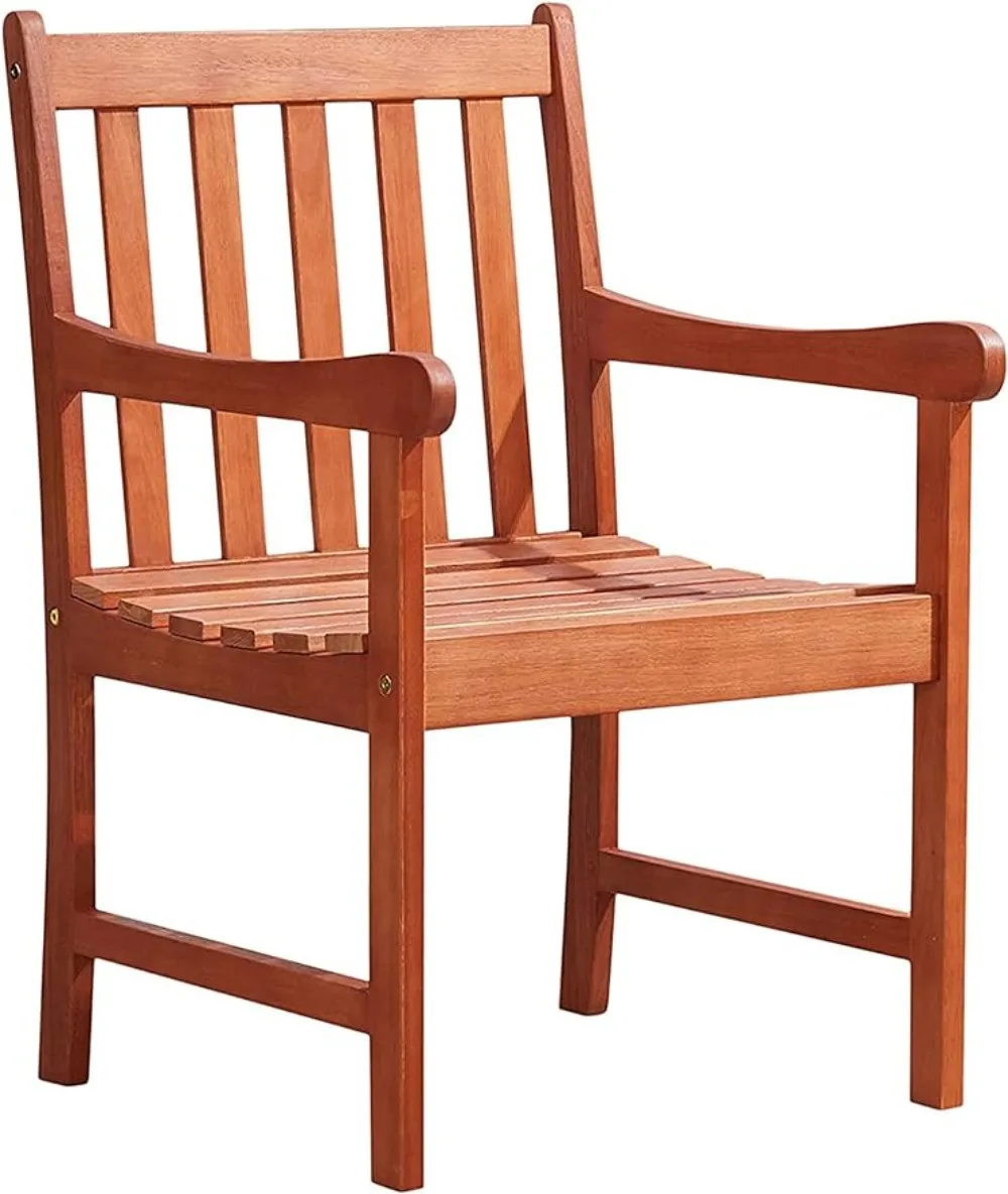 

Outdoor Wood Arm Chair for The Patio Deck Poolside Backyard and Garden Durable